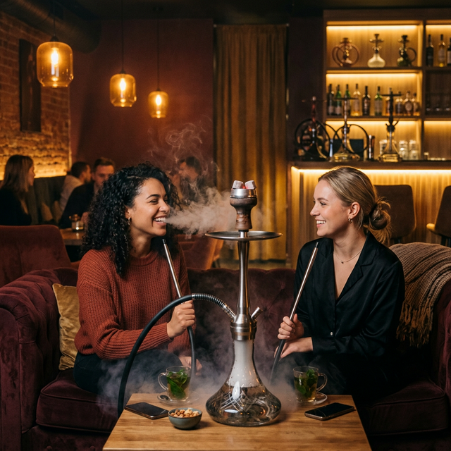 Friends enjoying hookah